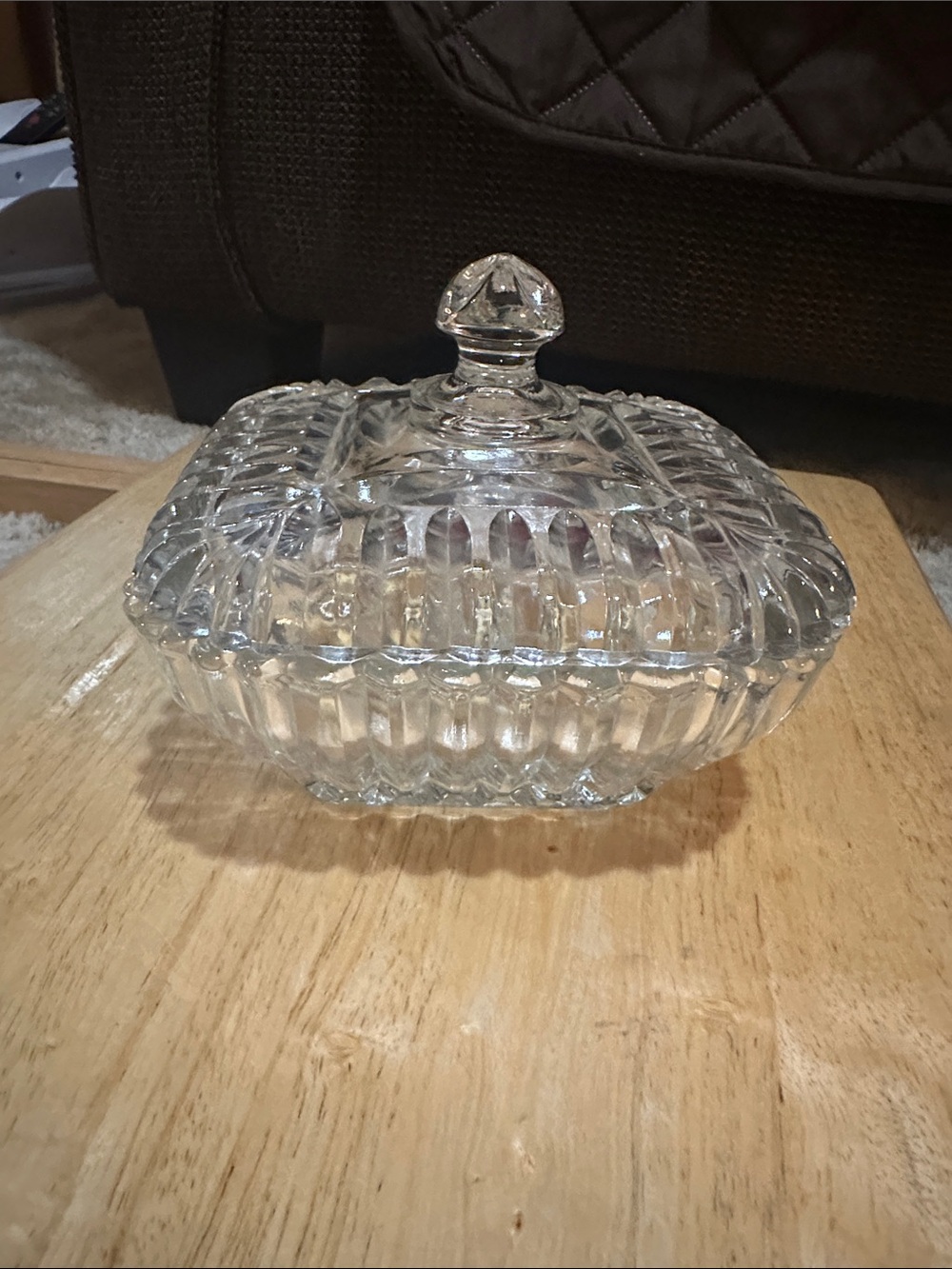 Clear Glass Covered Serving Dish - Elegant Pressed Glass Candy Dish